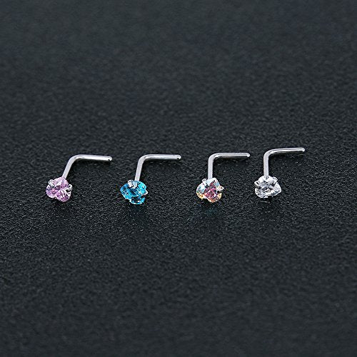 9-12Pcs 20g Stainless Steel Nose Stud Ring Piercing Nose Bone/L Shaped/Nose Screws-Economic Set