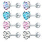 4 Pairs Cubic Zirconia Stud Earrings Tragus Helix Conch Cartilage Piercing Sets -Economic Set