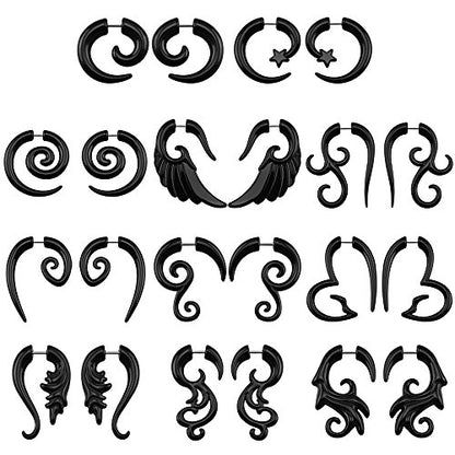 5~11 Pairs 16g Tribal Spiral Fake Gauges Acrylic Ear Tapers Fake plugs Horn-Economic Set