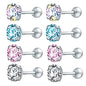 4 Pairs Cubic Zirconia Stud Earrings Tragus Helix Conch Cartilage Piercing Sets -Economic Set