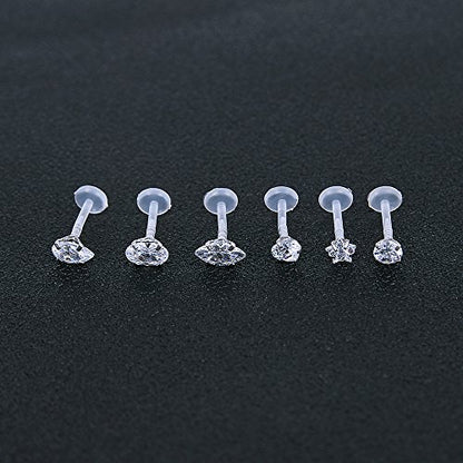 10-12Pcs 16G Bioflex Labret Monroe Lip Ring Helix Tragus Cartilage Piercing Earrings -Economic Set