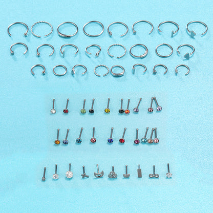 54-Pcs-Set-20g-Stainless-Steel-Nose-Rings-Crystal-Nose-Bone-Piercing-Economic-Set