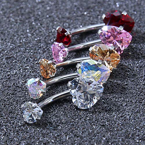 10pcs Round, Heart, Square, Star Cubic Zirconia Belly Button Rings-Economic Set