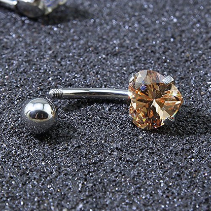 10pcs Round, Heart, Square, Star Cubic Zirconia Belly Button Rings-Economic Set