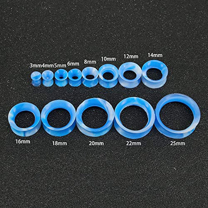 9 Pairs Thin Silicone Flexible Colorful Ear Tunnels Double Flared Expander Ear Gauges-Economic Set