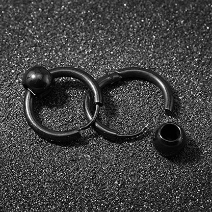 3 Pairs Stainless Steel Hoop Earrings with Bead Ear Cartilage Earring for Men Women-Economic Set