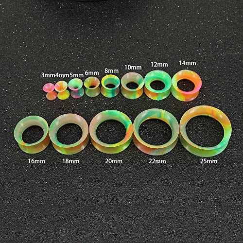 9 Pairs Thin Silicone Flexible Colorful Ear Tunnels Double Flared Expander Ear Gauges-Economic Set