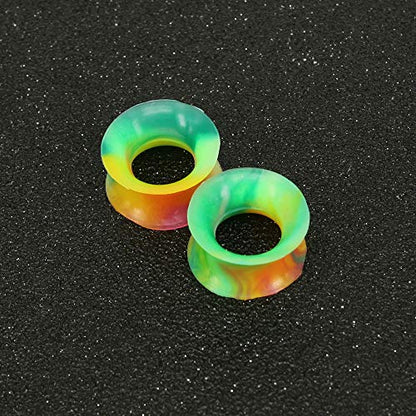 9 Pairs Thin Silicone Flexible Colorful Ear Tunnels Double Flared Expander Ear Gauges-Economic Set