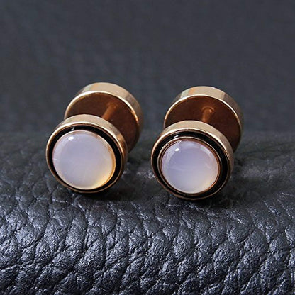 Rose Gold Men Women Stainless Steel Cheater Ear Plugs Gauges Illusion Tunnel Earring Studs