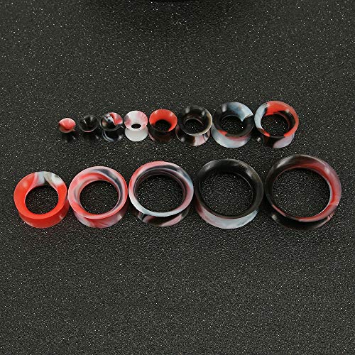 9 Pairs Thin Silicone Flexible Colorful Ear Tunnels Double Flared Expander Ear Gauges-Economic Set