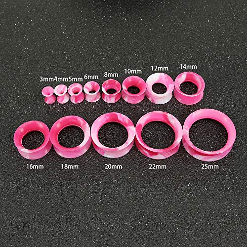 9 Pairs Thin Silicone Flexible Colorful Ear Tunnels Double Flared Expander Ear Gauges-Economic Set