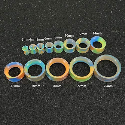 9 Pairs Thin Silicone Flexible Colorful Ear Tunnels Double Flared Expander Ear Gauges-Economic Set