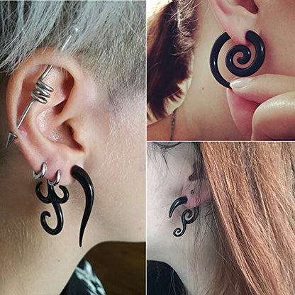 5~11 Pairs 16g Tribal Spiral Fake Gauges Acrylic Ear Tapers Fake plugs Horn-Economic Set