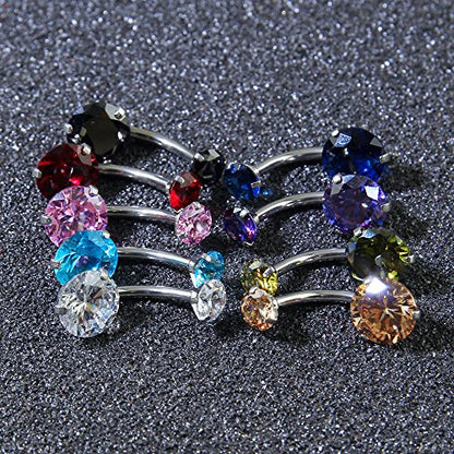 10pcs Round, Heart, Square, Star Cubic Zirconia Belly Button Rings-Economic Set