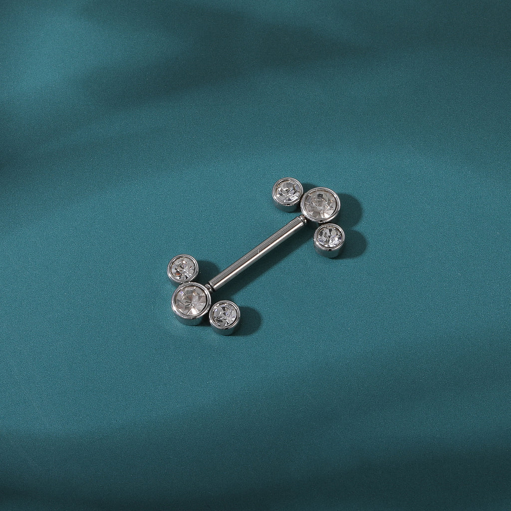 2pcs 14G Plug-in Nipple Ring Claw White Crystal Nipple Piercings