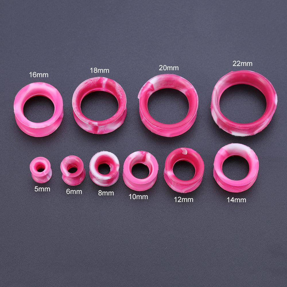 5-22mm-Thin-Silicone-Flexible-Blue-Green-Orange-Ear-plug-tunnel-Double-Flared-Expander-Ear-Gauges