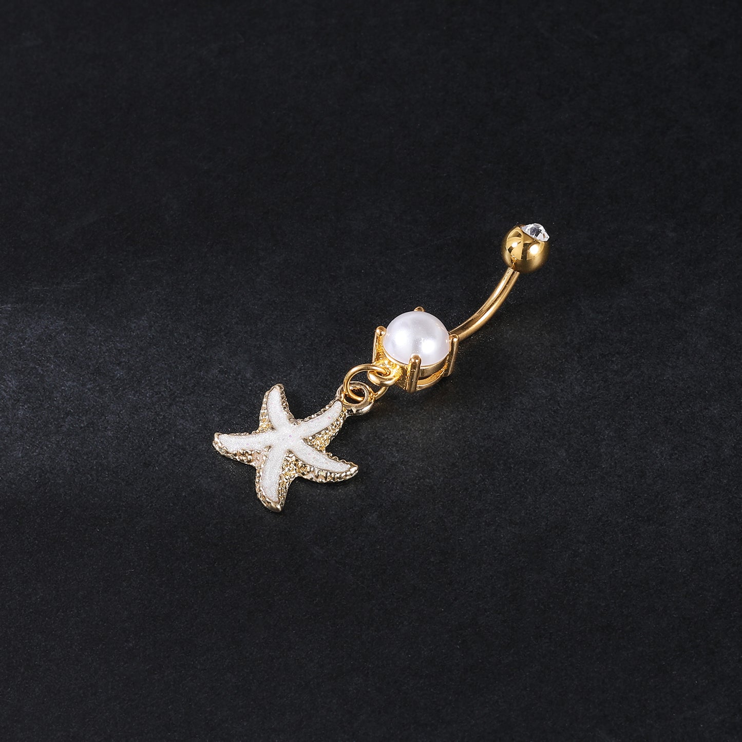 14g-White-Starfish-Belly-Button-Rings-Crystal-Gold-Belly-Navel-Piercing-