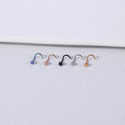 5Pcs/Set 20g Round Flat Nose Ring Piercing Corkscrew Nose Stud