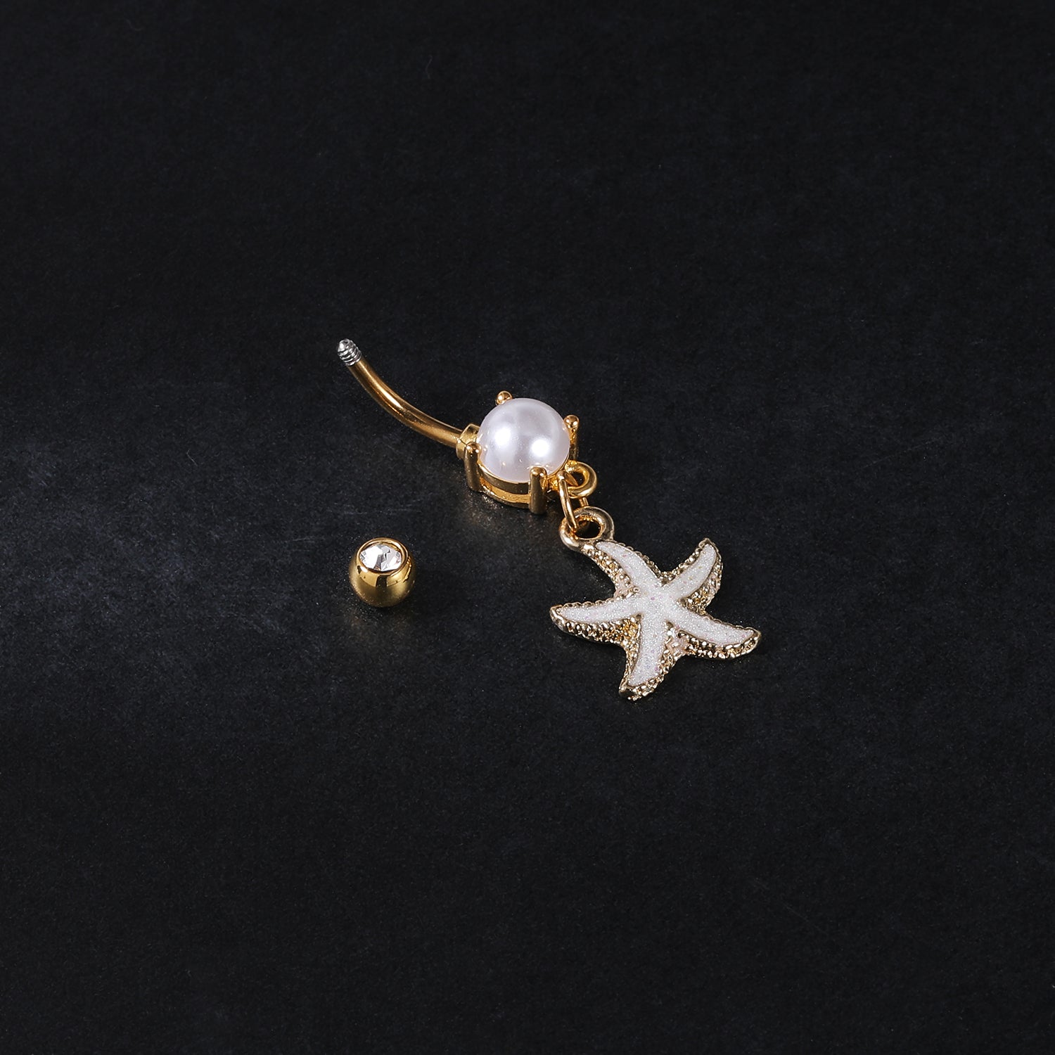 14g-White-Starfish-Belly-Button-Rings-Crystal-Gold-Belly-Navel-Piercing-