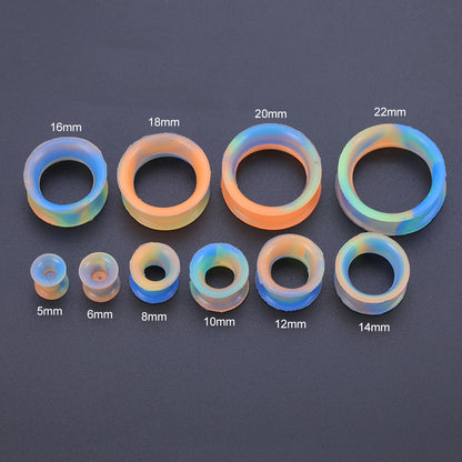 5-22mm-Thin-Silicone-Flexible-Blue-Green-Orange-Ear-Tunnels-Double-Flared-Expander-Ear-Stretchers