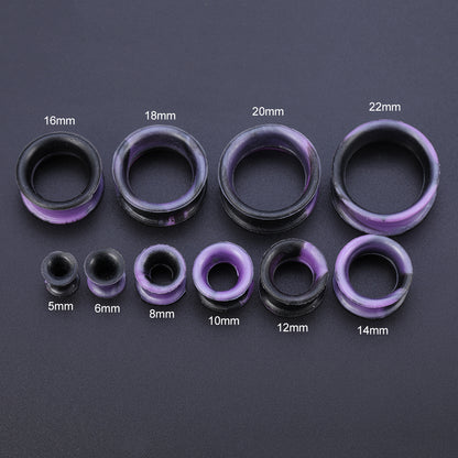 5-22mm-Thin-Silicone-Flexible-Black-Purple-Ear-Tunnels-Double-Flared-Expander-Ear-Stretchers