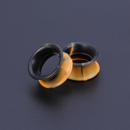 5-22mm-Thin-Silicone-Flexible-Black-Orange-Ear-Tunnels-Double-Flared-Expander-Ear-plug