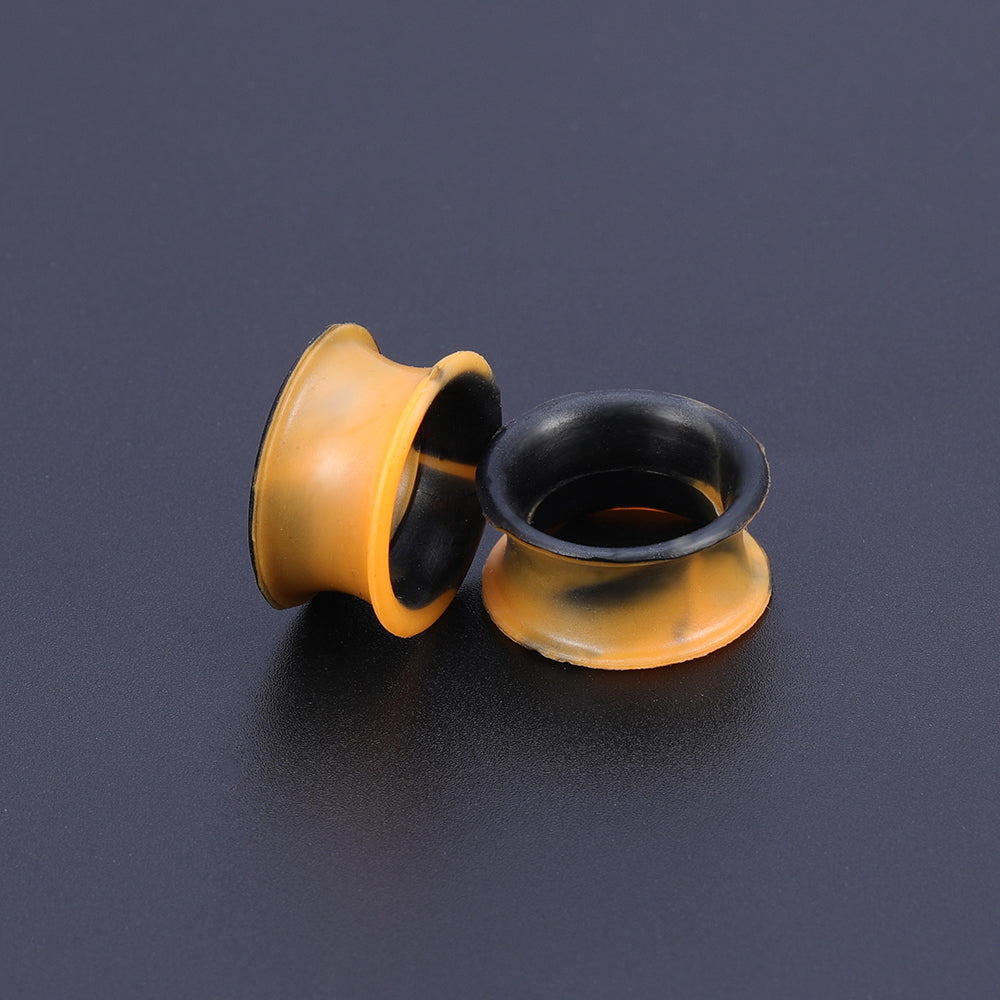 5-22mm-Thin-Silicone-Flexible-Black-Orange-Ear-Tunnels-Double-Flared-Expander-Ear-plug-tunnel