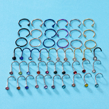 48-Pcs-Set-Mixed-Color-Nose-Rings-Crystal-Nose-Screw-Piercings-Economic-Set