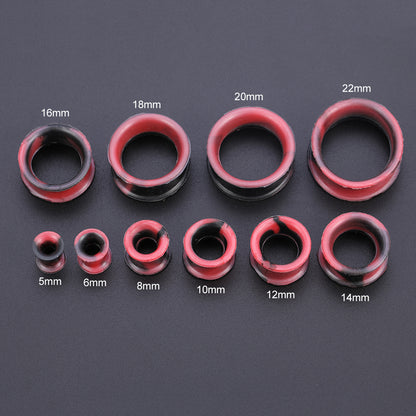 5-22mm-Thin-Silicone-Flexible-Red-Black-Ear-plug-tunnel-Double-Flared-Expander-Ear-Gauges