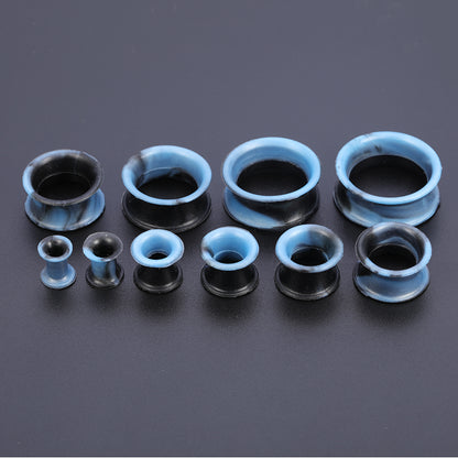 5-22mm-Thin-Silicone-Flexible-Light-Blue-Black-Ear-Stretchers-Double-Flared-Expander-Ear-Gauges