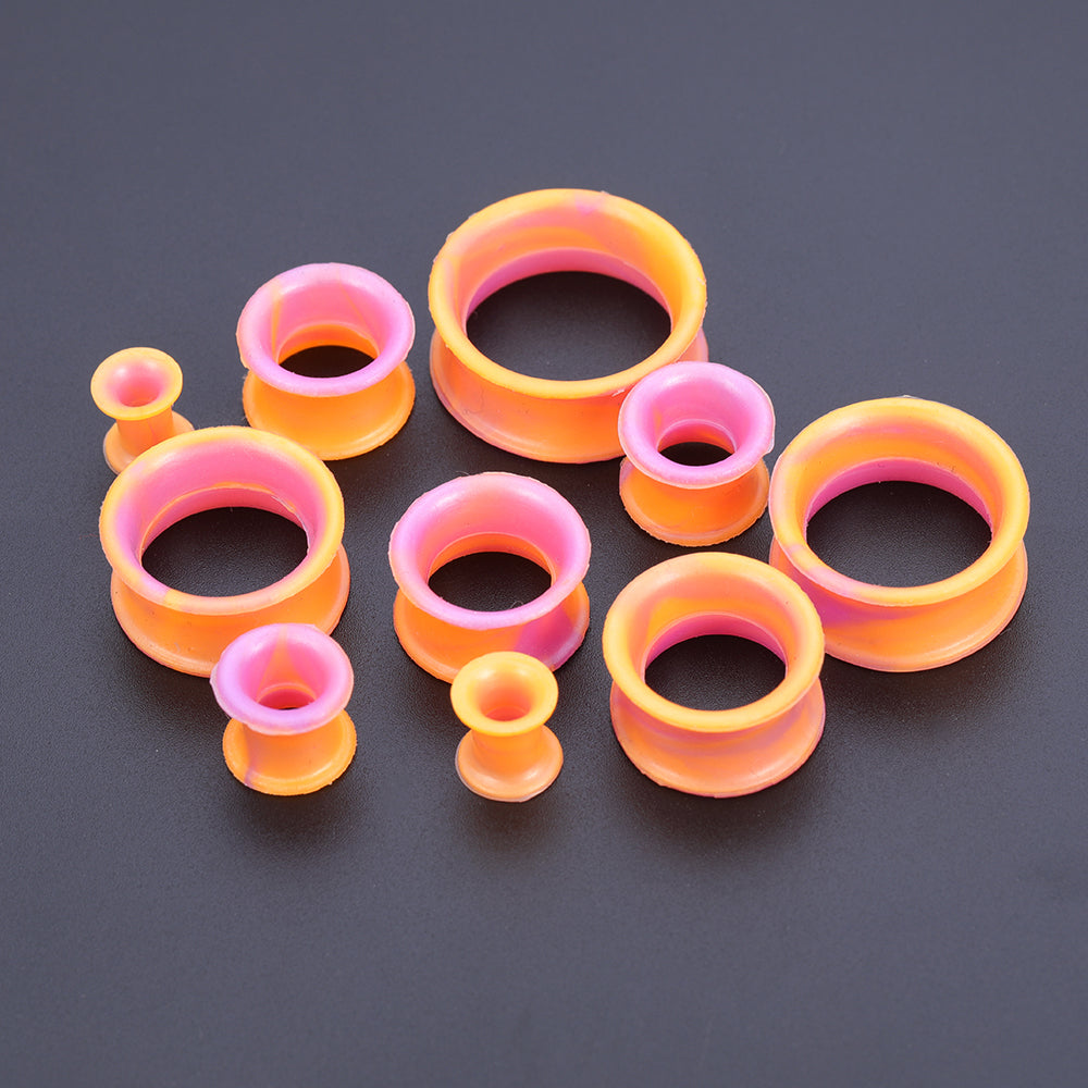 5-22mm-Thin-Silicone-Flexible-Light-Purple-Orange-Ear-plug-Double-Flared-Expander-Ear-Gauges