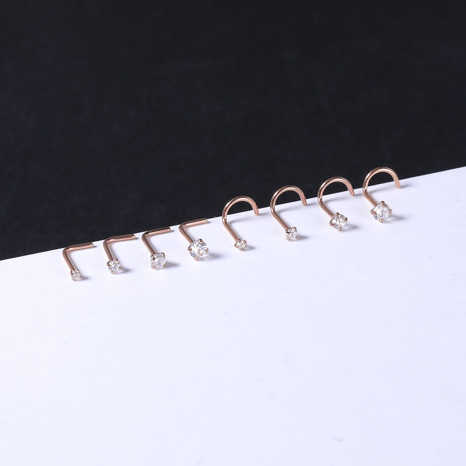 8pcs-set-cz-nose-piercing-l-shaped-screws-rose-gold-nose-rings-economic-set