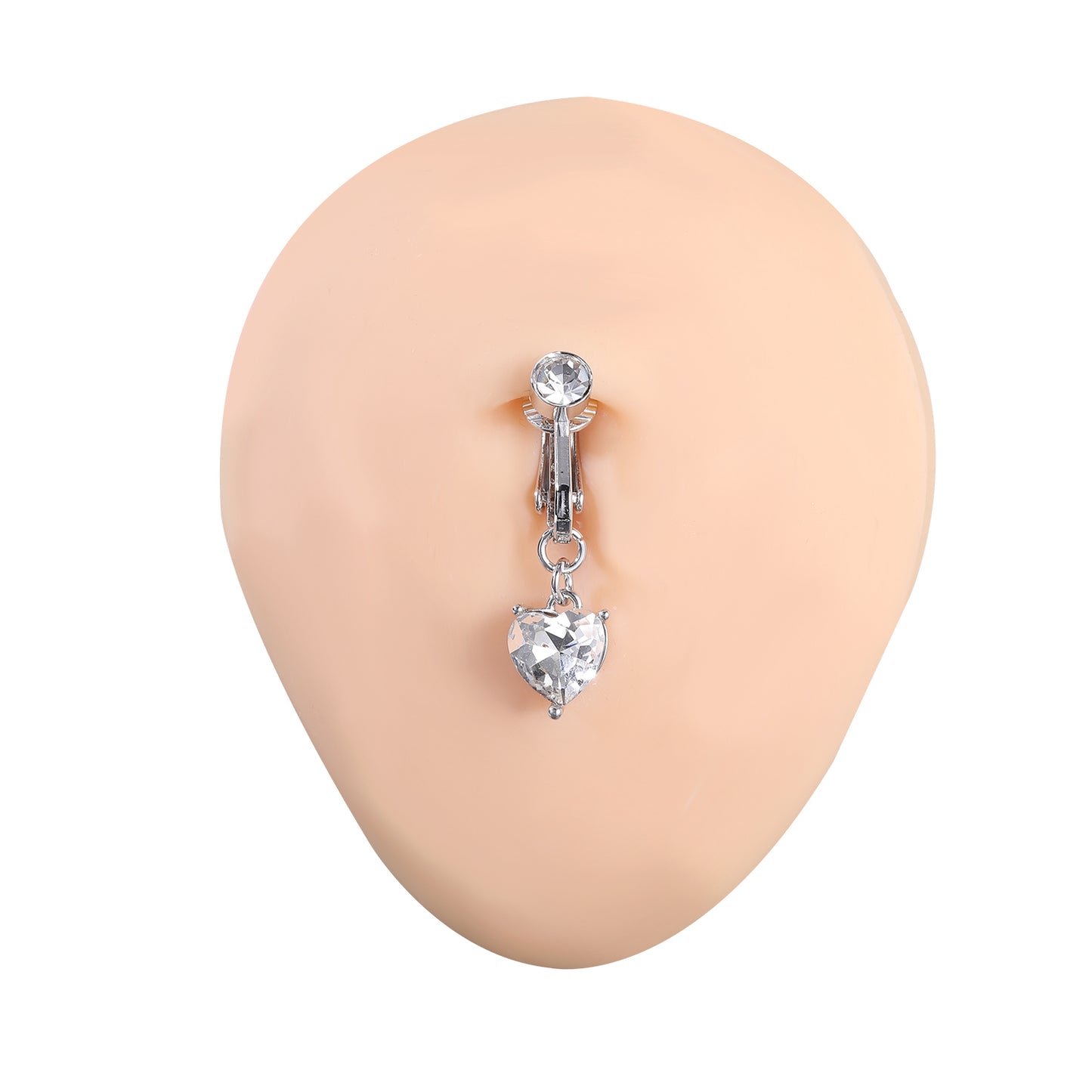 Fake-Silver-Belly-Navel-Clip-Heart-Crystal-Belly-Button-Ring