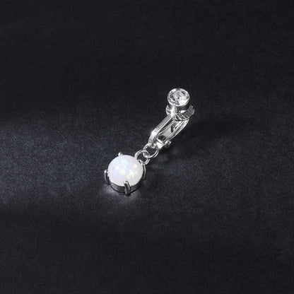 Fake-Silver-Belly-Navel-Clip-White-Opal-Belly-Button-Ring