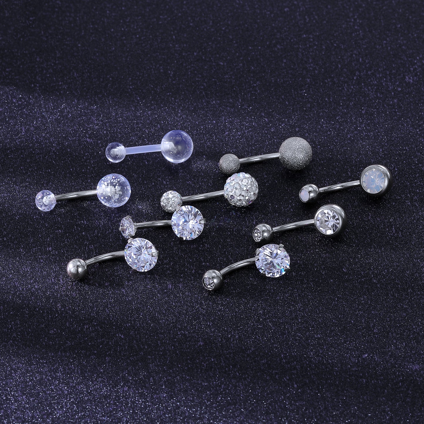  14g-Silver-Belly-Button-Rings-Crystal-Opal-Navel-Piercing