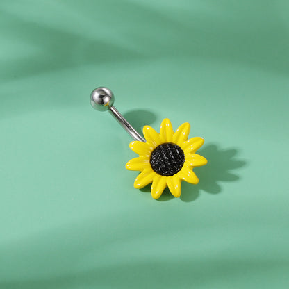 Sunflower-Belly-Piercing-Rings-316-Stainless-Steel-Bar