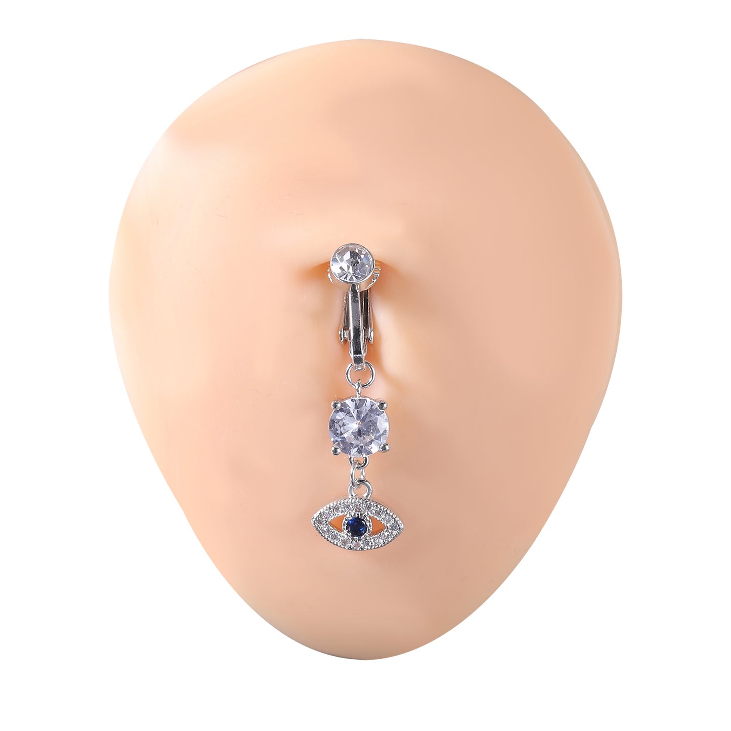 Fake-Silver-Belly-Navel-Clip-Eye-Crystal-Belly-Button-Rings