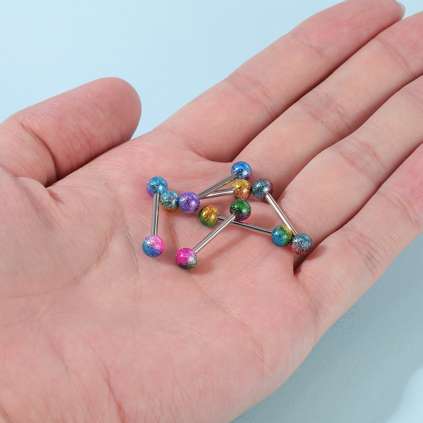 6pcs 14G Nipple Ring Multicolor Ball Nipple Piercings-Economic Set