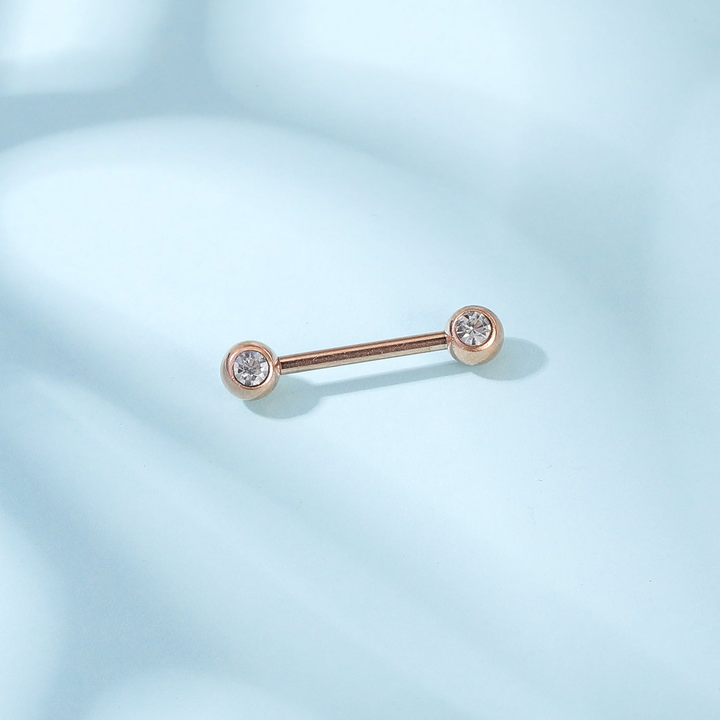 2pcs 14G Simple Nipple Ring Crystal Rose Gold  Nipple Piercing