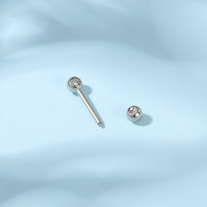 2pcs 14G Simple Nipple Ring Sliver Crystal Nipple Piercing