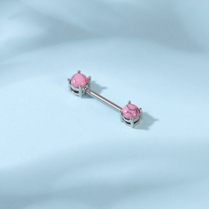 2pcs 14G Pink Stone Nipple Barbell Ring Claw Nipple Piercing