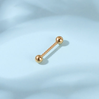 2pcs 14G Simple Nipple Barbell Ring Gold Screw Rod Nipple Piercing