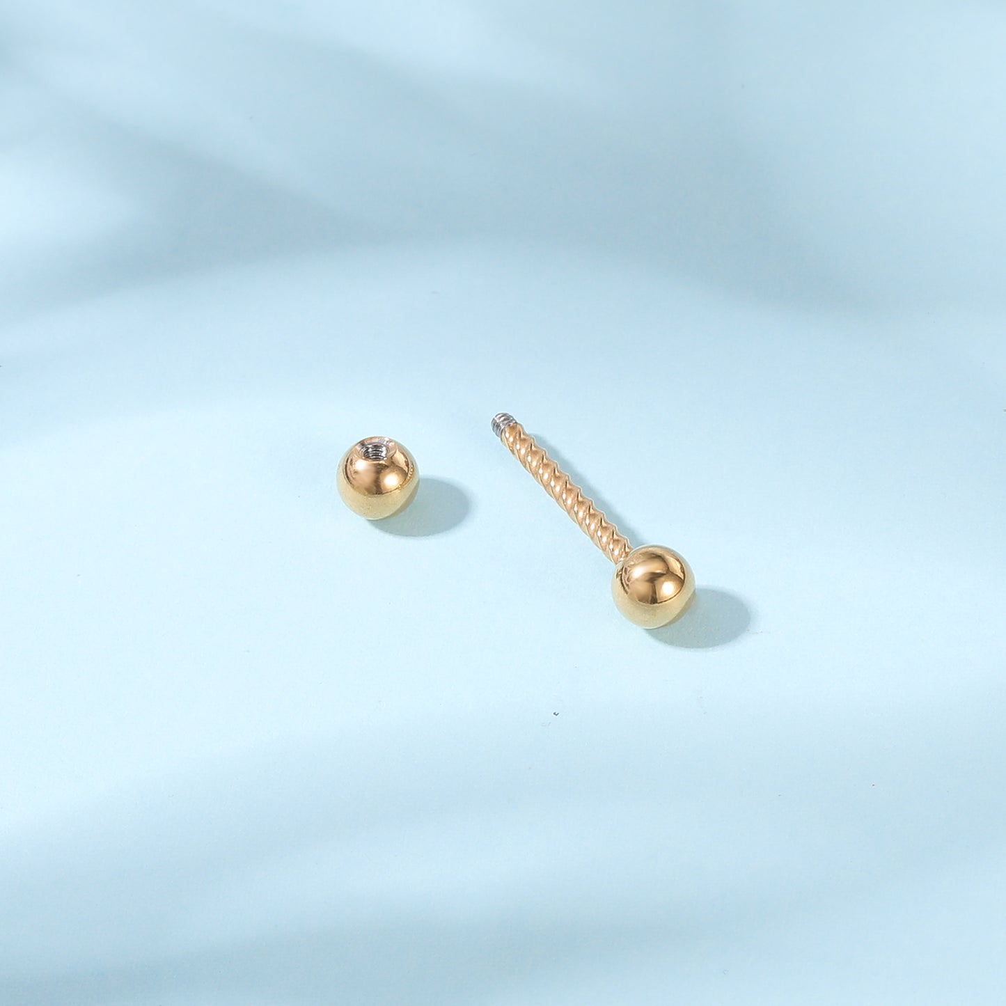 2pcs 14G Simple Nipple Barbell Ring Gold Screw Rod Nipple Piercing