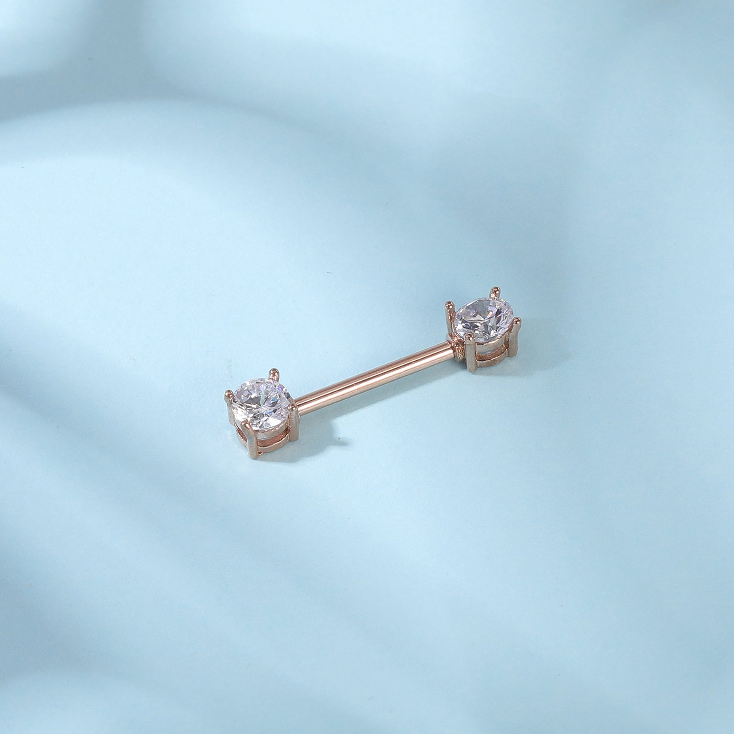 2pcs 14G Simple Nipple Barbell Ring Claw Crystal Rose Gold Nipple Piercing