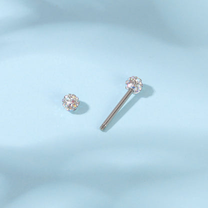 2pcs 14G Simple Nipple Barbell Ring AB White Crystal Nipple Piercing