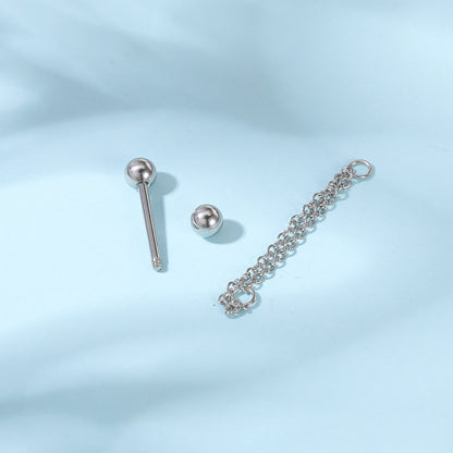 2pcs 14G Dangle Chain Nipple Barbell Ring Ball Nipple Piercing