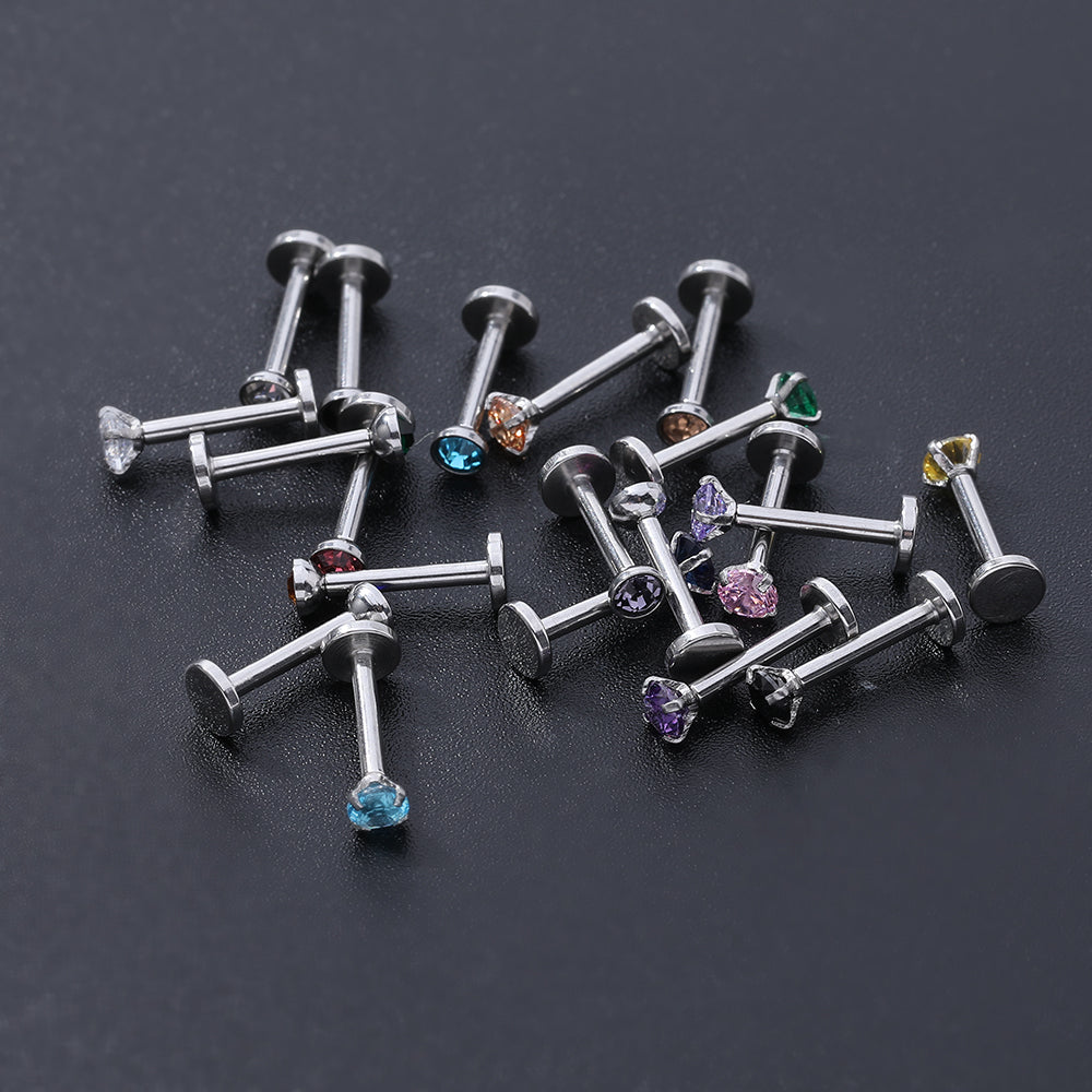 16G Stainless Steel Lip Piercing CZ Labret Stud Monroe Tragus Piercing Jewelry 16G Stainless Steel Lip Piercing CZ Labret Stud Monroe Tragus Piercing Jewelry