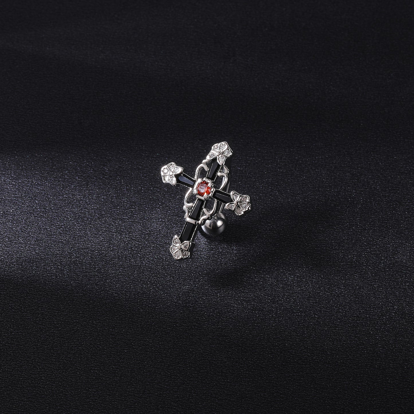 14g Cross Belly Button Rings Alloy Flower Patteren Belly Navel Piercing