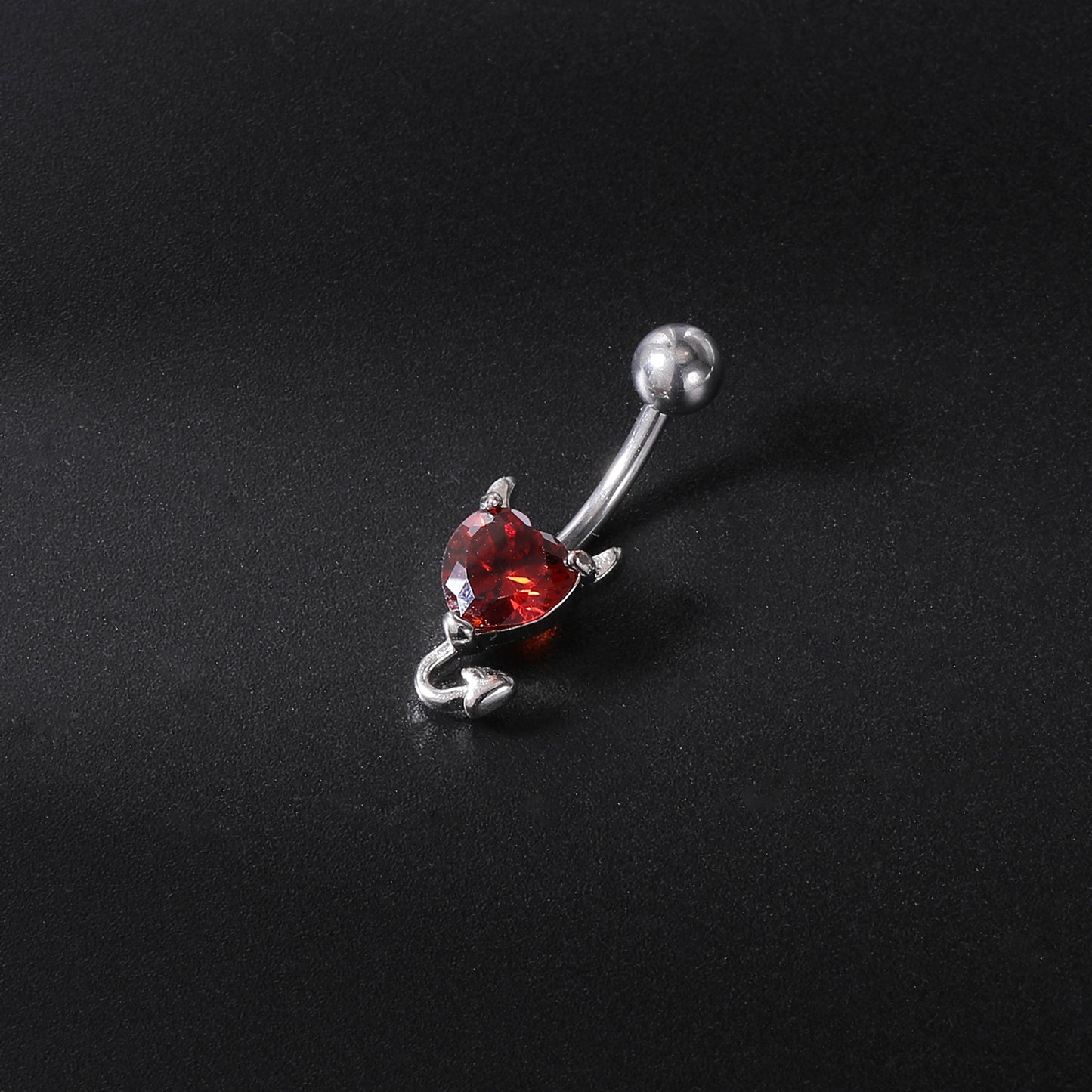 Demon Belly Button Rings with AAA Heart Cubic Zirconia