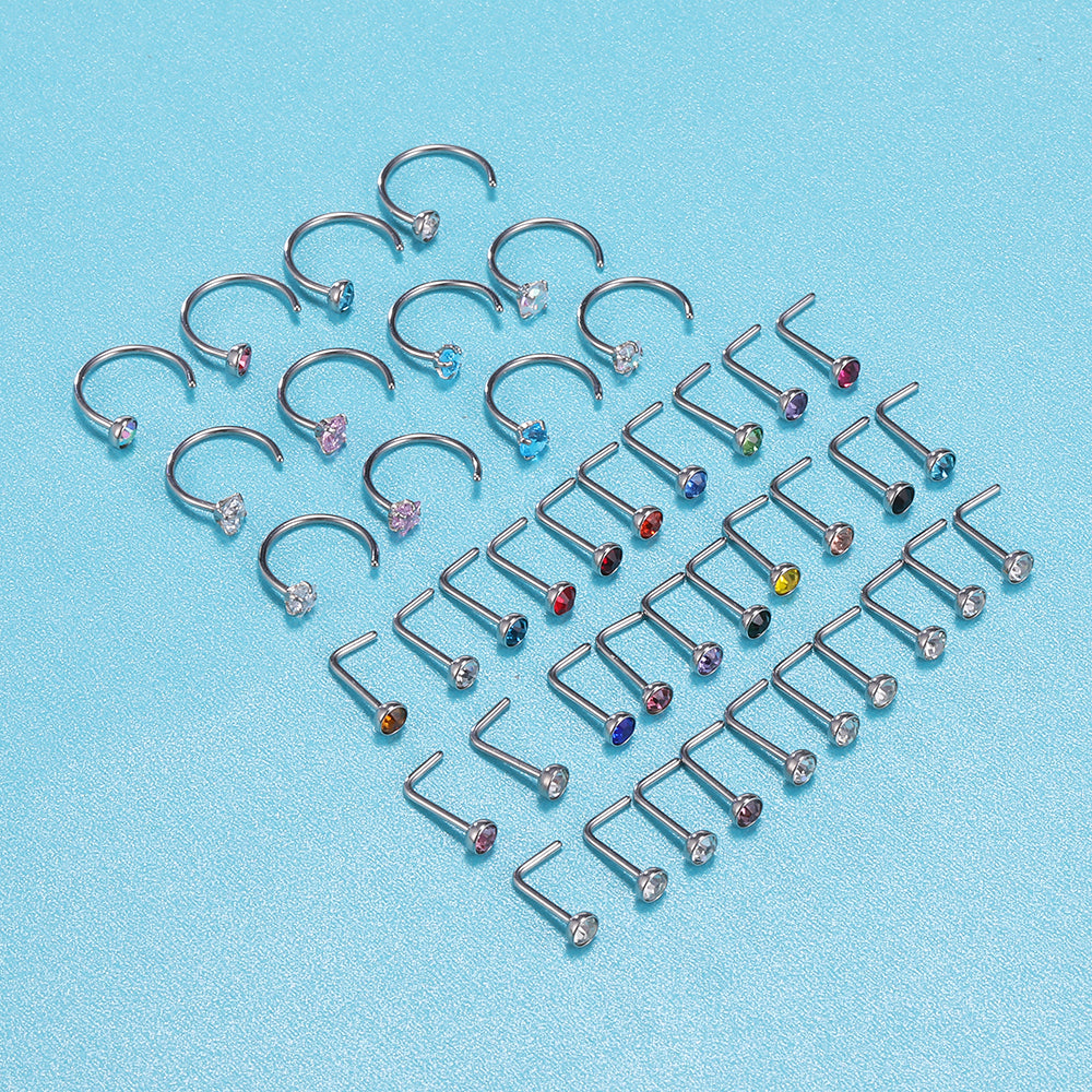 42-Pcs-Set-Star-Round-Crystal-Nose-Rings-L-Shaped-Nose-Studs-Economic-Set